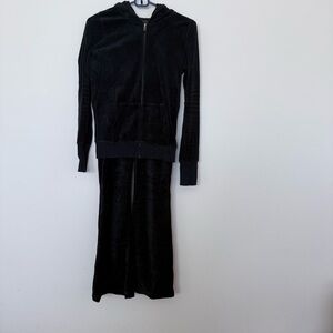 Jenni by Jennifer Moore Black Velour Pants and Jacket set Size small